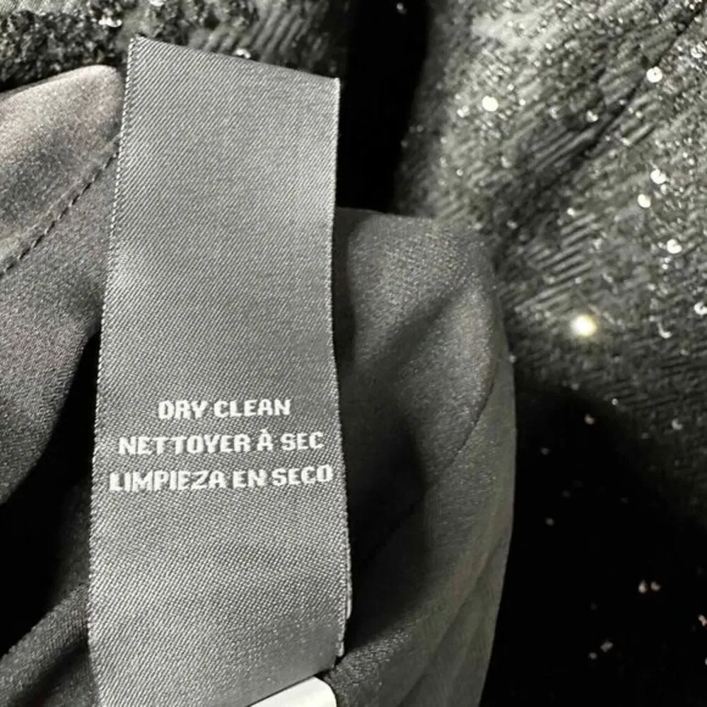 Vera Wang Womens Mesh Trim Sequin Sheath‎ Dress Size 14 Black Metallic Party NWT - Picture 8 of 9